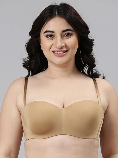 Enamor Women's Nylon Blend Padded Bridal T-Shirt Bra – Full Support, Wired, Medium Coverage, Detachable Multiway Straps